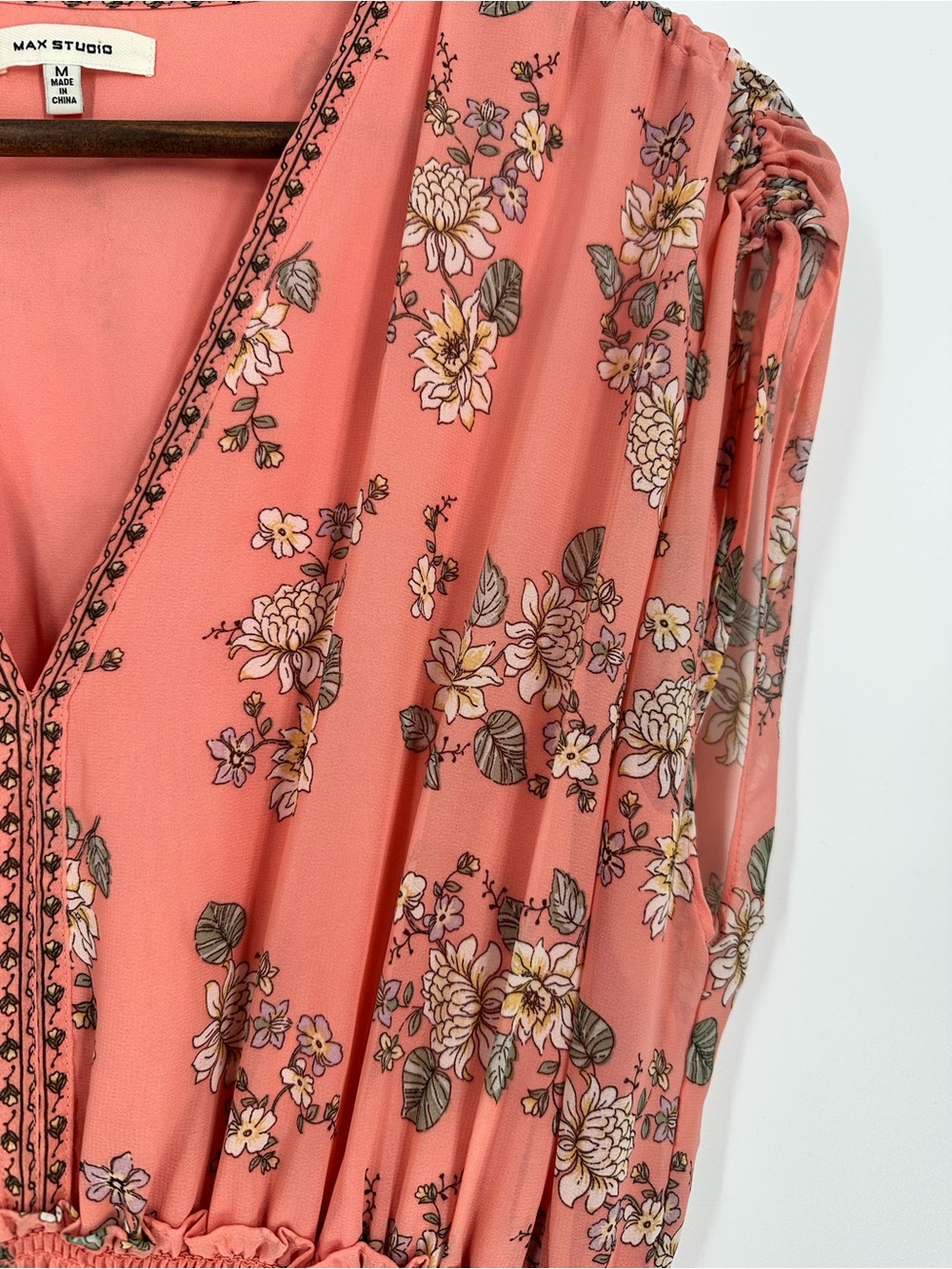 MAX STUDIO Cottagecore Smocked Fit & Flare Floral Maxi Dress Size M - Picture 5 of 8